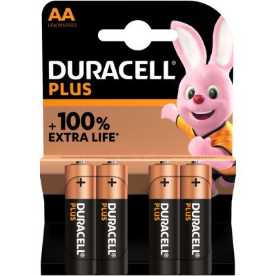 Duracell Baterij Plus Alkaline 100% AA 4 pack (LR6)