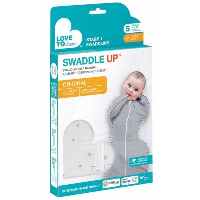 Love To Dream SwaddleUp™ Stage 1 Grey Text Small 0.2 TOG