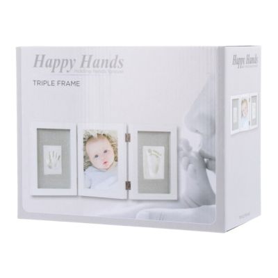 Happy Hands Baby Print Triple Frame Kit White