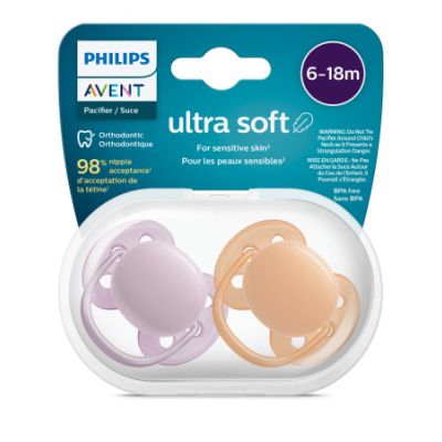 Philips Avent Fopspeen Ultra Soft Grey / Orange 6-18mnd (2 stuks) SCF091/33
