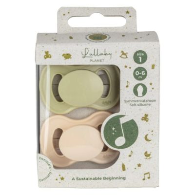 Lullaby Fopspeen Symmetrical Silicone Size 1 Lake Green & Alabaster 2-Pack