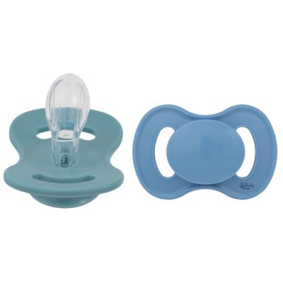 Lullaby Fopspeen Symmetrical Silicone Size 2 Ocean Teal &amp; Dove Blue 2-Pack