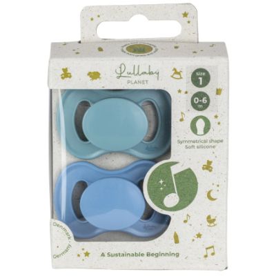 Lullaby Fopspeen Symmetrical Silicone Size 2 Ocean Teal & Dove Blue 2-Pack