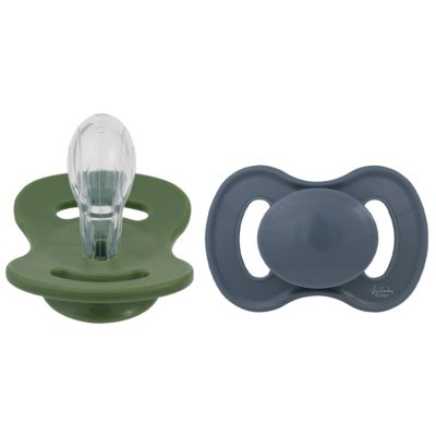 Lullaby Fopspeen Symmetrical Silicone Size 2 Forest Green &amp; Flint Stone 2-Pack