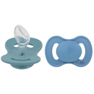 Lullaby Fopspeen Dental Silicone Size 2 Ocean Teal &amp; Dove Blue 2-Pack