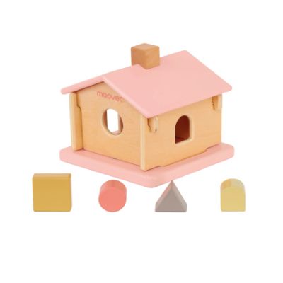 Moover Toys Blokkendoos Huis Roze/Naturel


