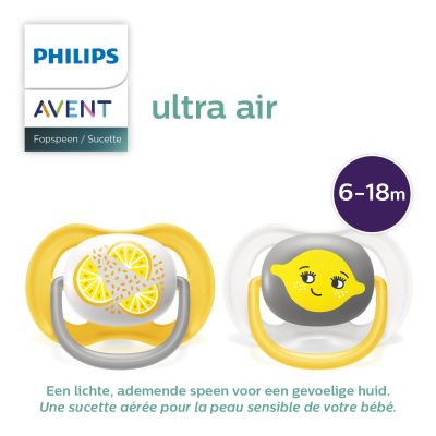 Philips Avent Fopspeen Ultra Air Citroen 6-18mnd (2 stuks) SCF080/18