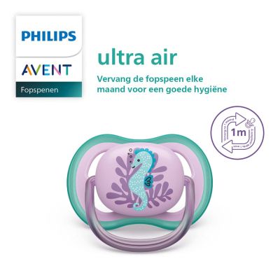 Philips Avent Fopspeen Ultra Air Seahorse / Fish 6-18mnd (2 stuks) SCF085/61
