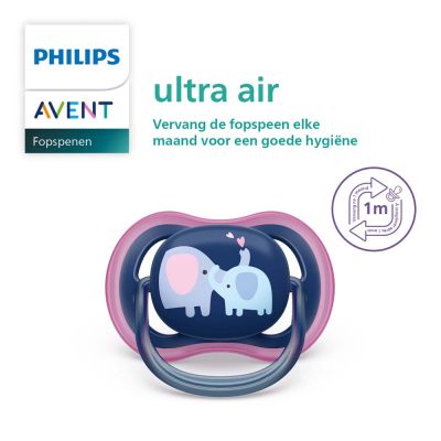 Philips Avent Fopspeen Ultra Air Elephant / Love 18mnd+ (2 stuks) SCF349/22
