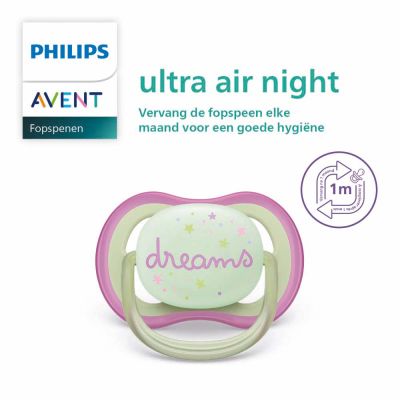Philips Avent Fopspeen Ultra Air Nighttime Firefly / Dreams 0-6mnd (2 stuks) SCF376/19

