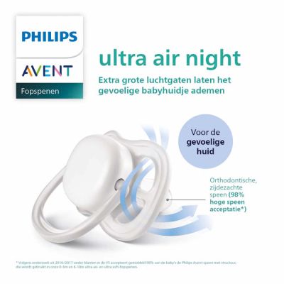 Philips Avent Fopspeen Ultra Air Nighttime Firefly / Dreams 0-6mnd (2 stuks) SCF376/19
