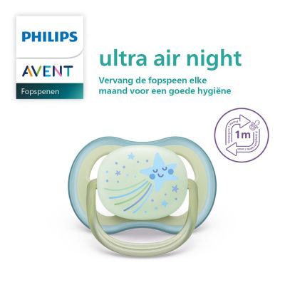 Philips Avent Fopspeen Ultra Air Nighttime Star / Owl 0-6mnd (2 stuks) SCF376/18
