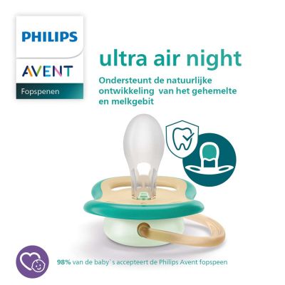 Philips Avent Fopspeen Ultra Air Nighttime Star / Owl 0-6mnd (2 stuks) SCF376/18
