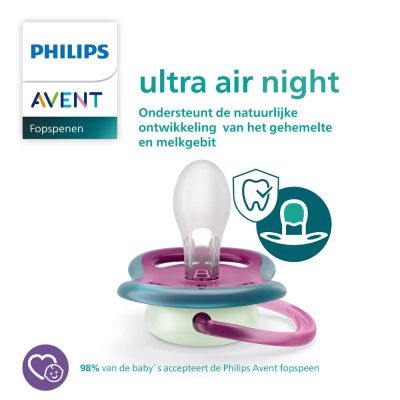 Philips Avent Fopspeen Ultra Air Nighttime Star / Dreams 6-18mnd (2 stuks) SCF376/14
