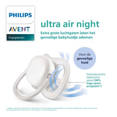 Philips Avent Fopspeen Ultra Air Nighttime Star / Dreams 6-18mnd (2 stuks) SCF376/14
