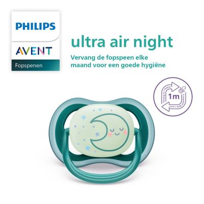 Philips Avent Fopspeen Ultra Air Nighttime Star / Moon 6-18mnd (2 stuks) SCF376/13
