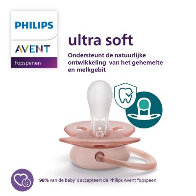 Philips Avent Fopspeen Ultra Soft Light Grey / Pink 0-6mnd (2 stuks) SCF091/31
