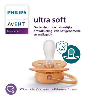 Philips Avent Fopspeen Ultra Soft Grey / Orange 6-18mnd (2 stuks) SCF091/33
