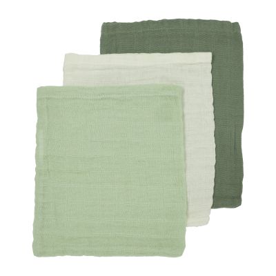 Meyco Washand Hydrofiel Pre-Washed Uni Offwhite/Soft Green/Forest Green 3-Pack