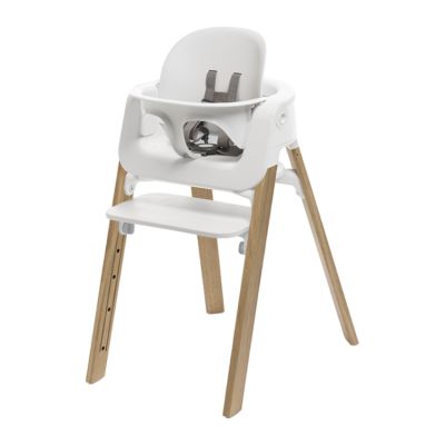 Stokke® Steps™ Chair Seat White Legs Beech Wood Natural Incl. Babyset 