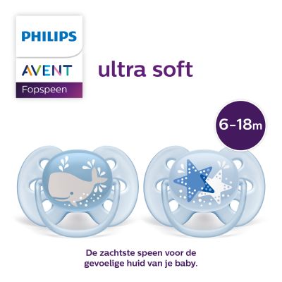 Philips Avent Fopspeen Ultra Soft Blauw 6-18mnd (2 stuks) SCF223/03