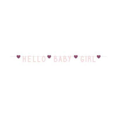 Haza Letterslinger Pink Hearts Hello Baby Girl