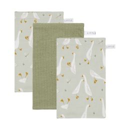 Little Dutch Washand Little Goose/Pure Olive 3-Pack